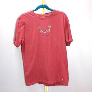 Life Is Good Red Graphic T-Shirt Cotton Tee Hammock Logo‎ Size M